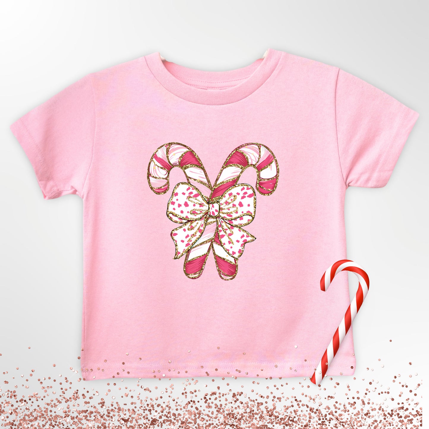 Girl's Personalized Candy Cane Graphic Tee