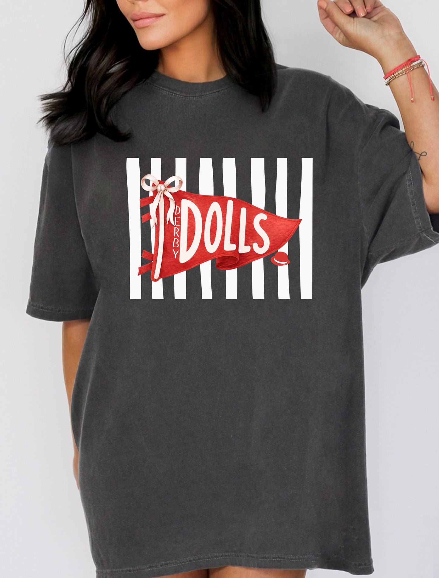 Derby Dolls Banner Stripes Pepper Tee