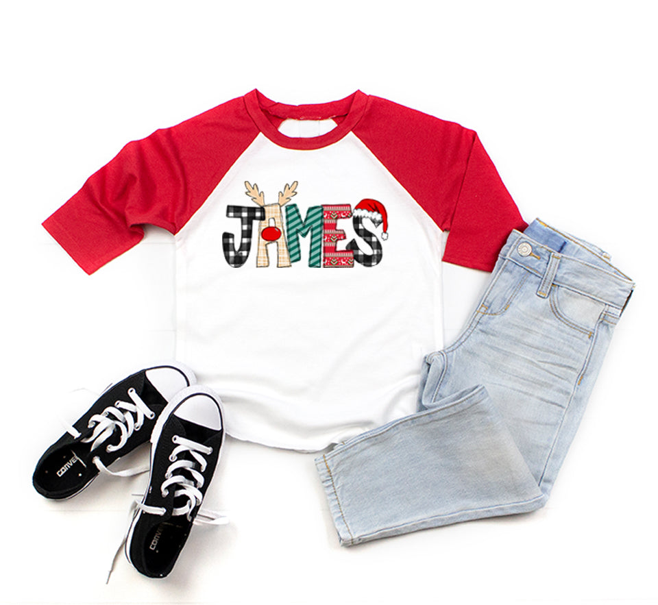 Christmas Alpha Name Tee