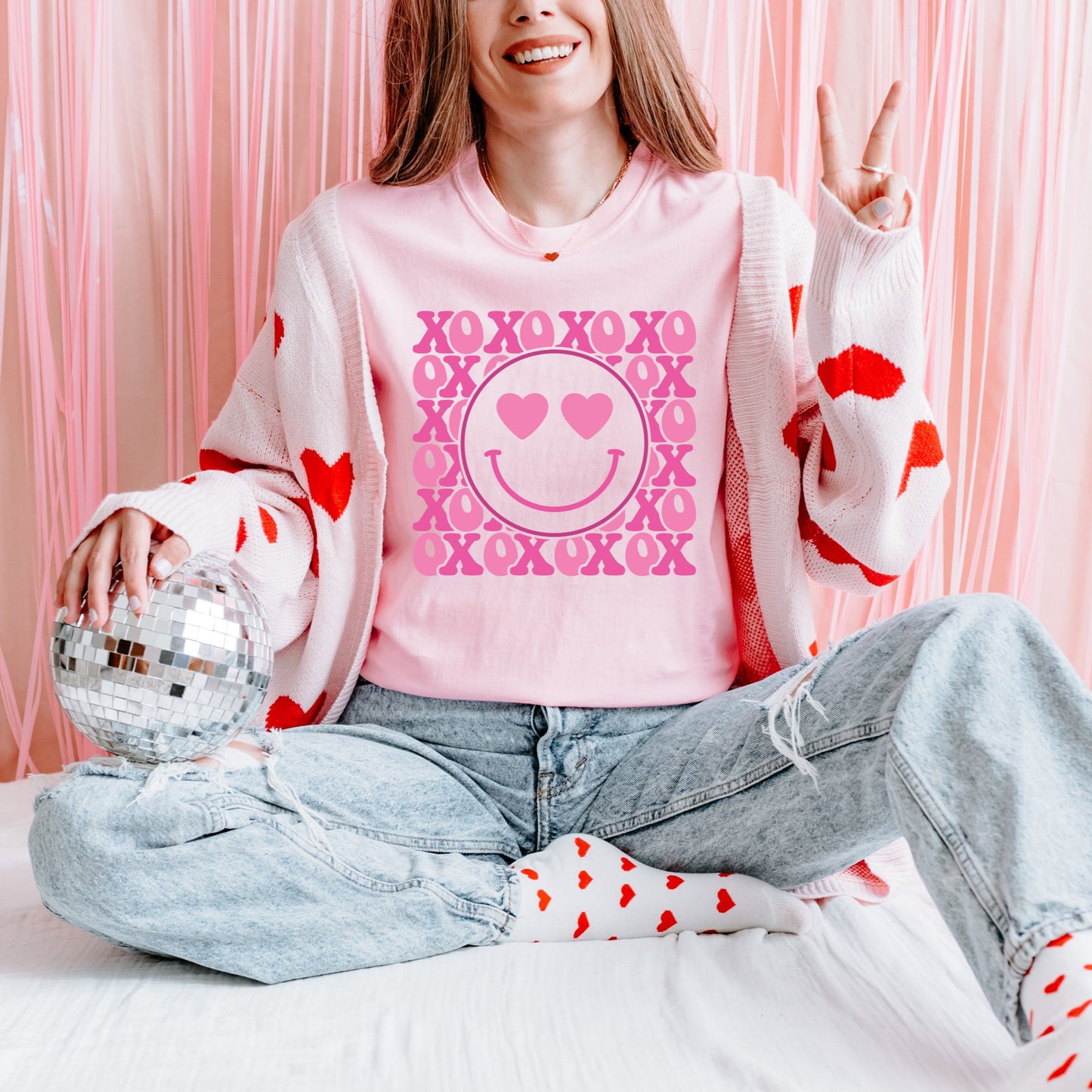 XOXO Smiley Face Graphic Tee or Crewneck