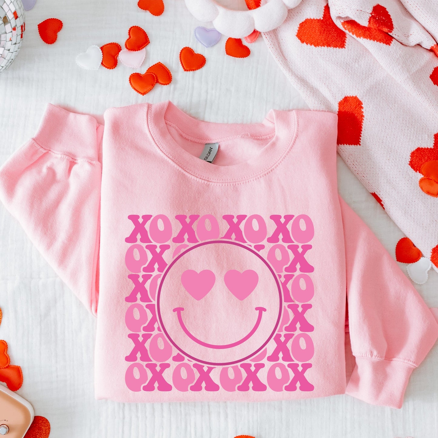 XOXO Smiley Face Graphic Tee or Crewneck