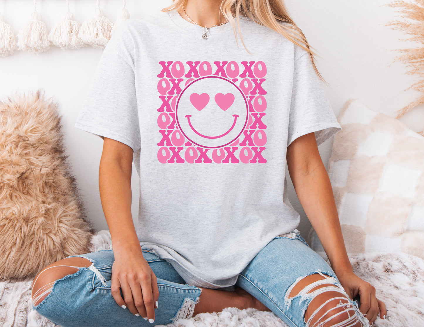 XOXO Smiley Face Graphic Tee or Crewneck