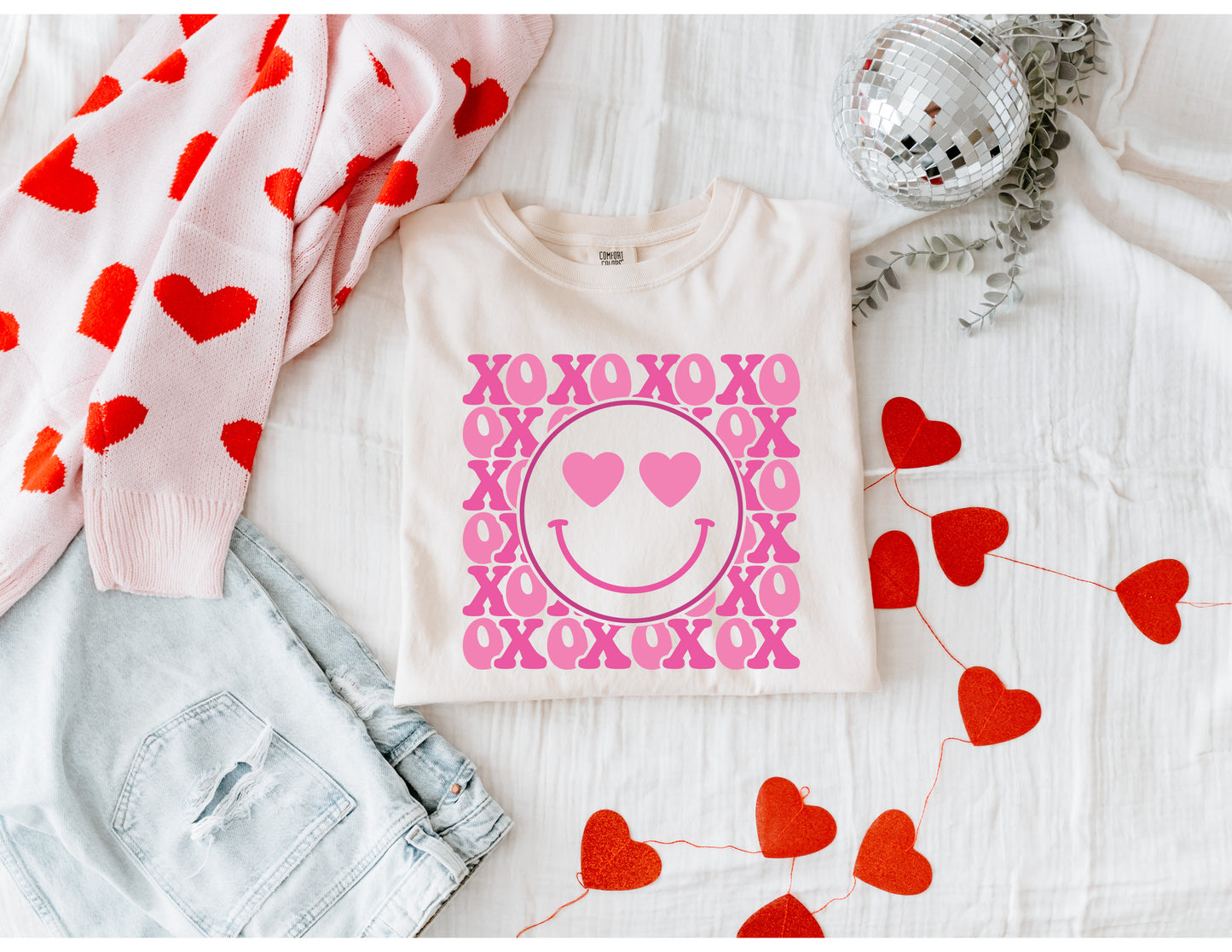 XOXO Smiley Face Graphic Tee or Crewneck