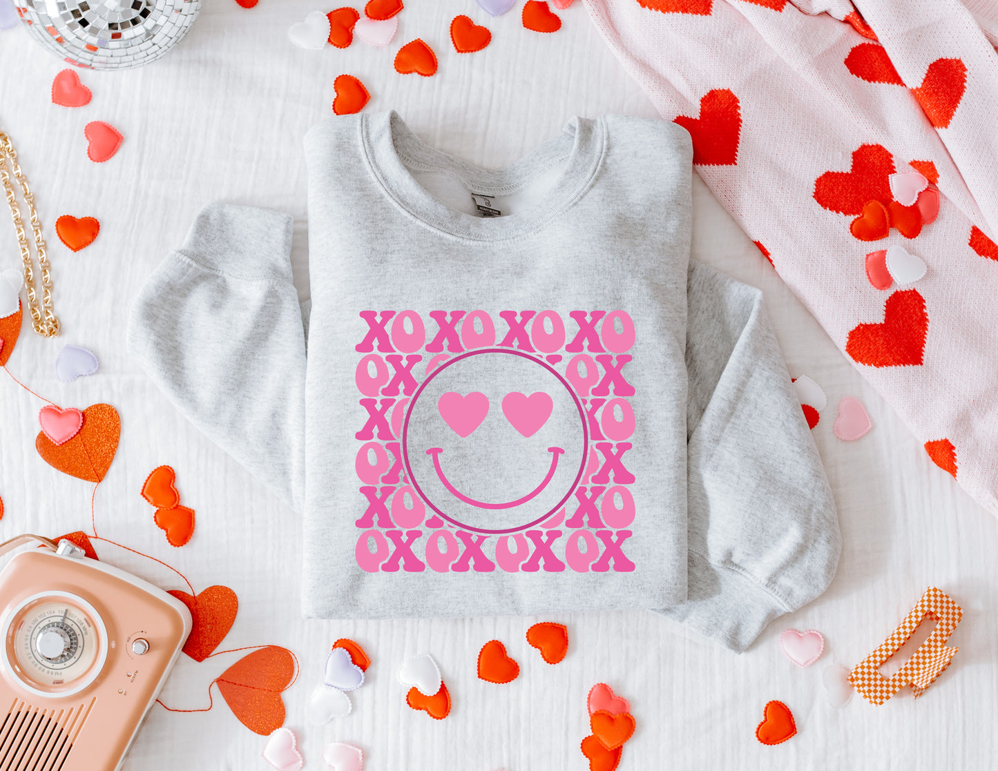 XOXO Smiley Face Graphic Tee or Crewneck