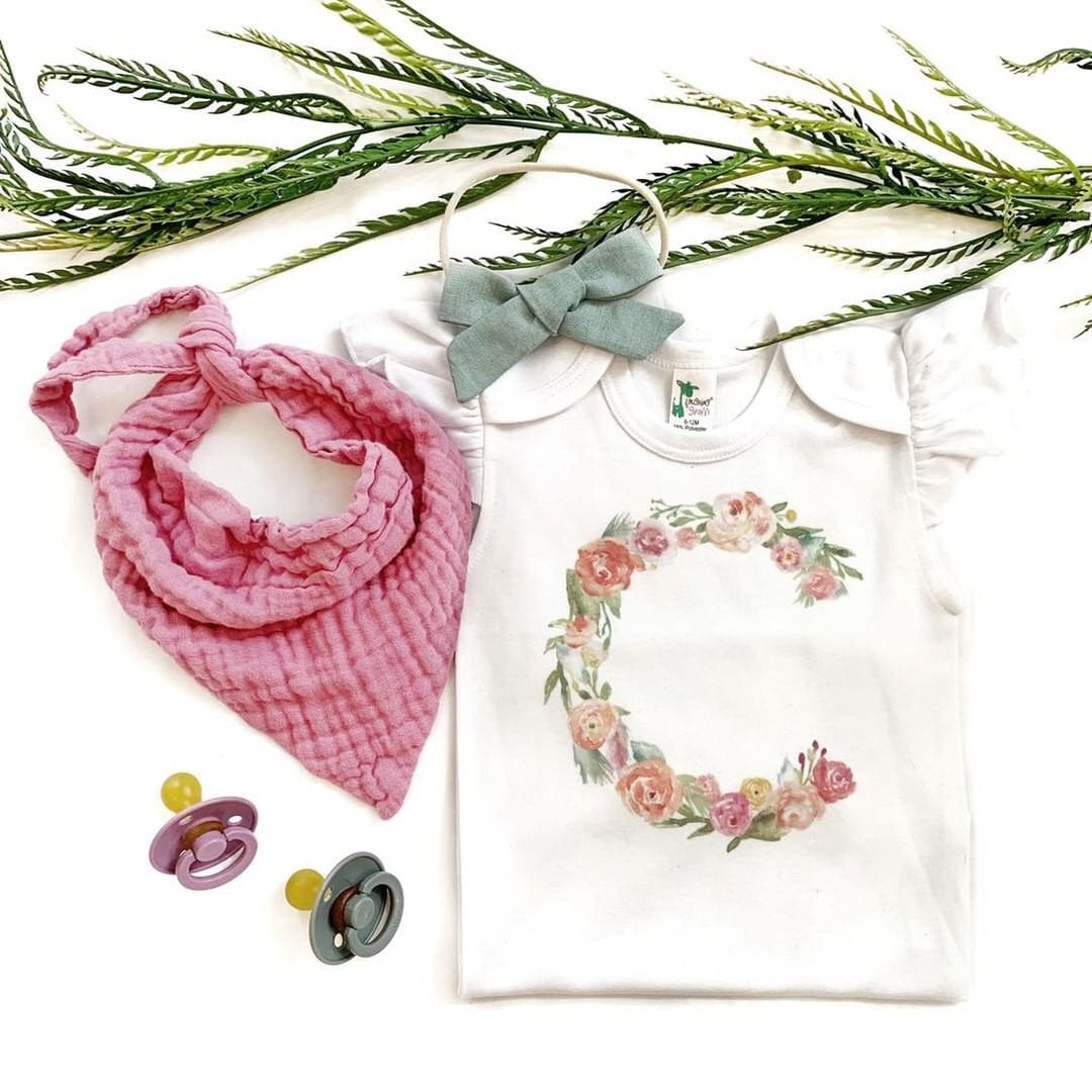 Girls Floral Monogram Top