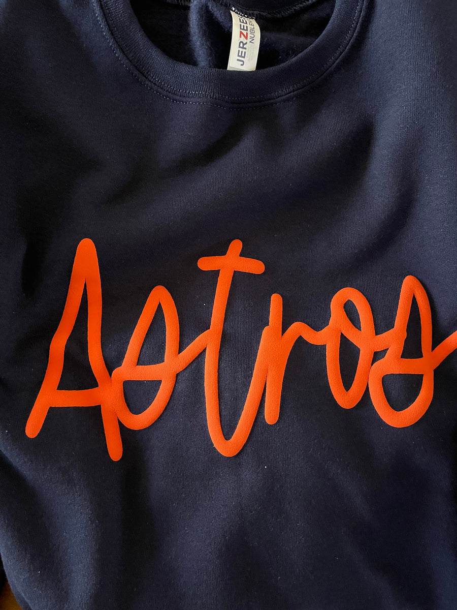 Adult Astros Navy Puff Vinyl Sweatshirt