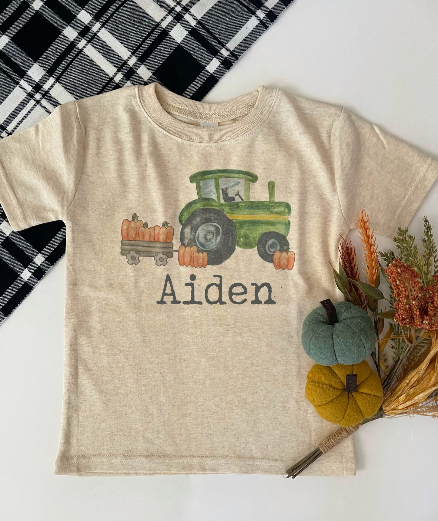 Pumpkin Tractor Name Tee