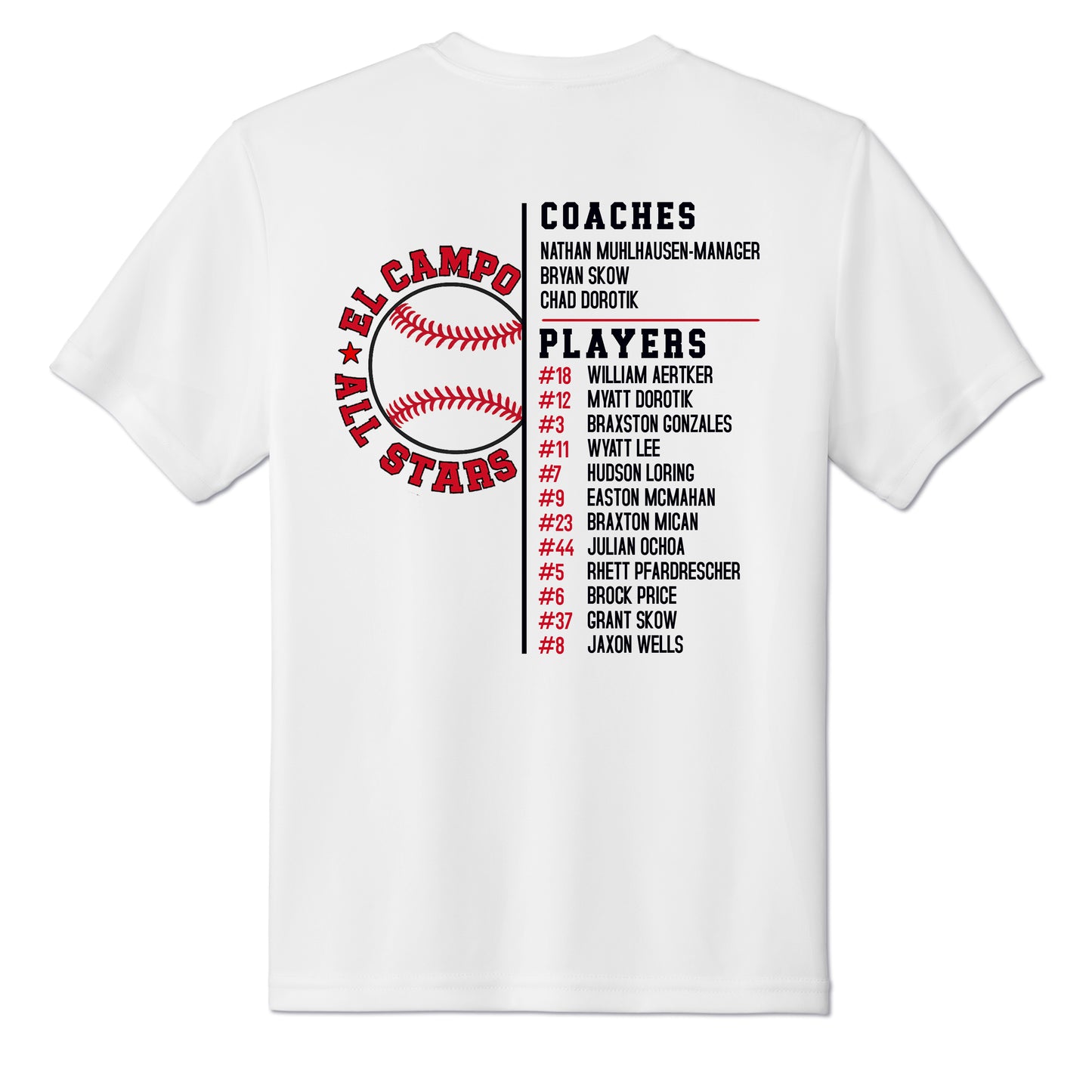 Youth Sport Tek Dry Fit Shirt 11U Boys Roster Tee