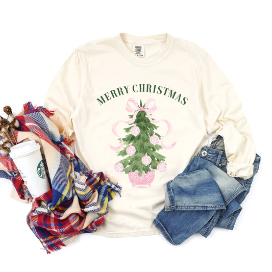 Merry Christmas Preppy Long Sleeve Graphic Tee