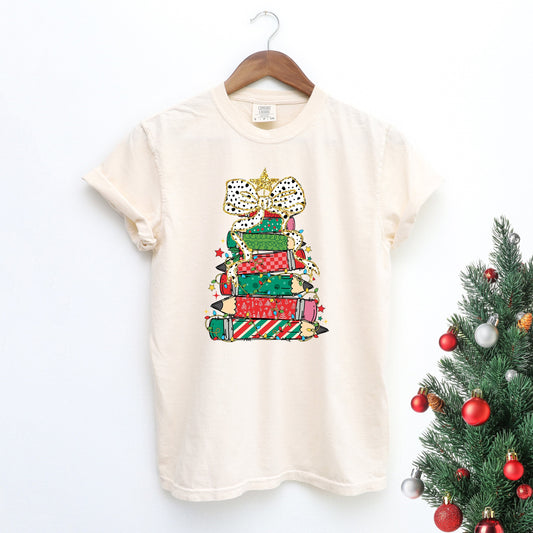 Green & Red Christmas Pencils Teacher Tee