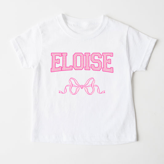 Varsity name with dainty bow