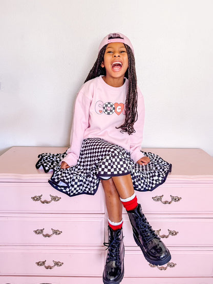Girl's Retro Valentine's Name Crewneck