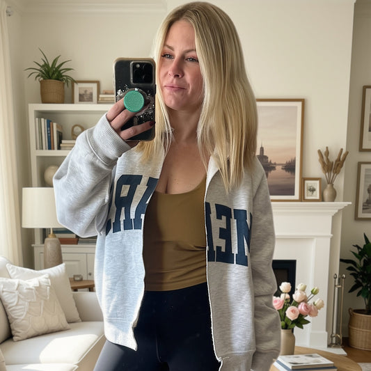 Custom Mock Neck Sweatshirt Cardigan