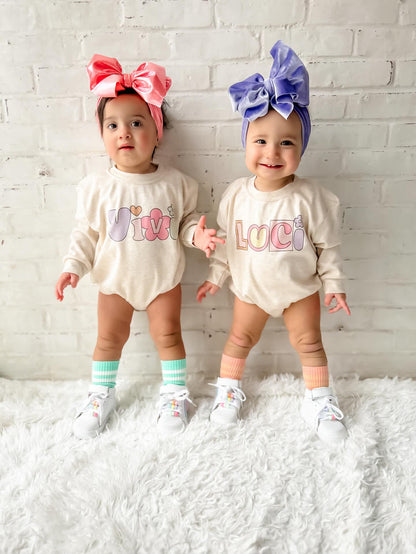 Bright Retro Alpha Name Infant Bubble