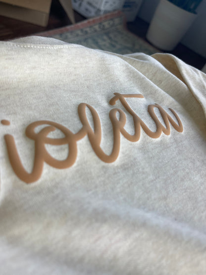 Beige puff pullover