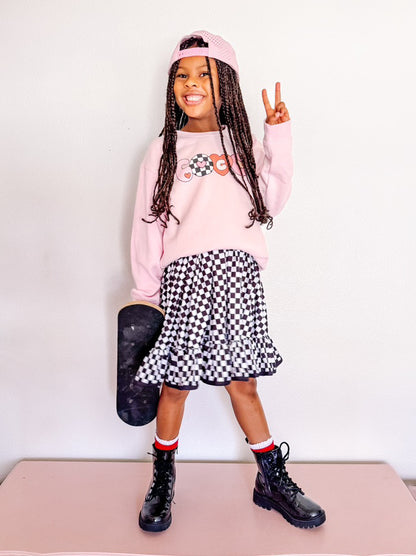Girl's Retro Valentine's Name Crewneck