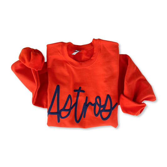 Adult Astros Orange Puff Vinyl Sweatshirt