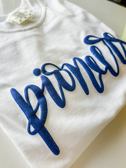Custom Puff Glitter - Hand Lettered Team Spirit Tee