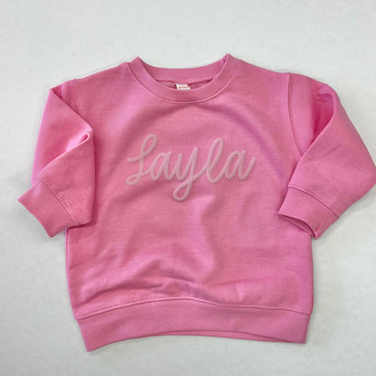 Girls Bubble Gum Pink Puff Fleece Sweatshirt