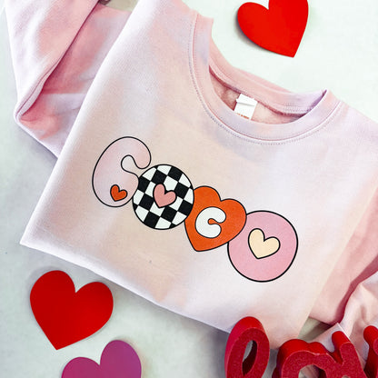 Girl's Retro Valentine's Name Crewneck