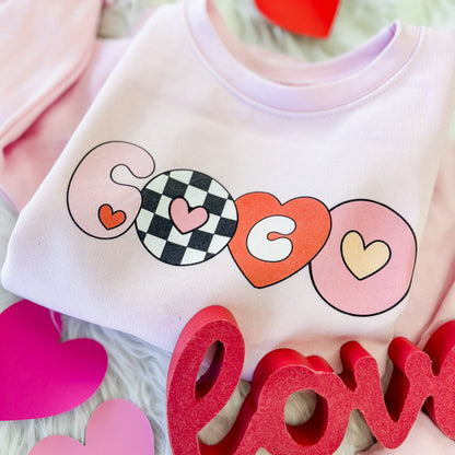 Girl's Retro Valentine's Name Crewneck