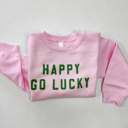 Happy Go Lucky Fleece Crewneck Sweatshirt