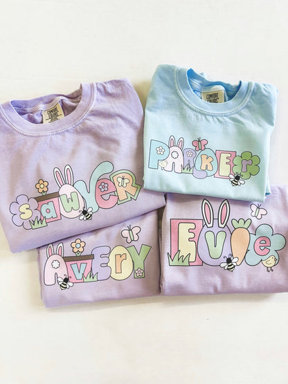 Retro Easter Alpha Name Tee