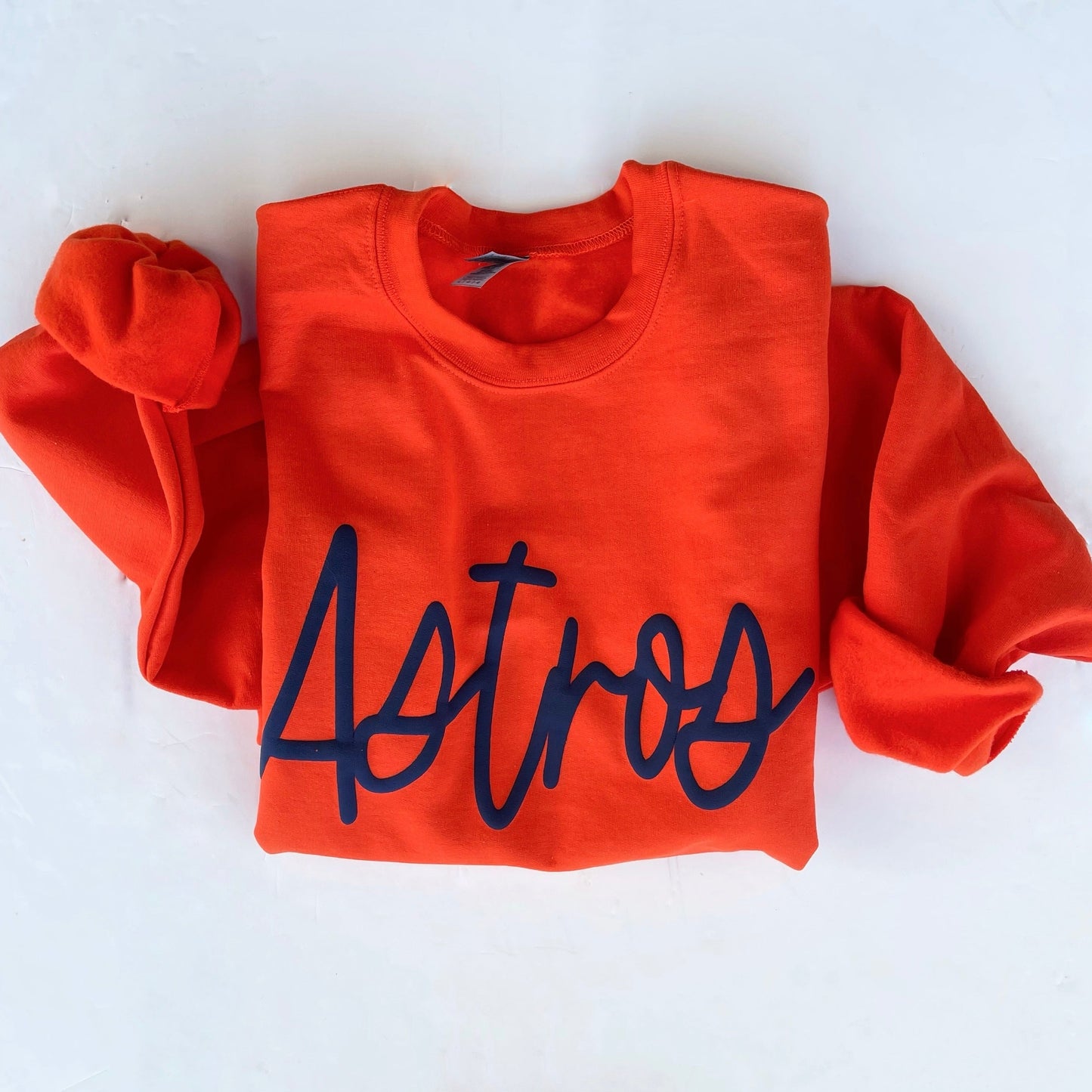 Adult Astros Orange Puff Vinyl Sweatshirt