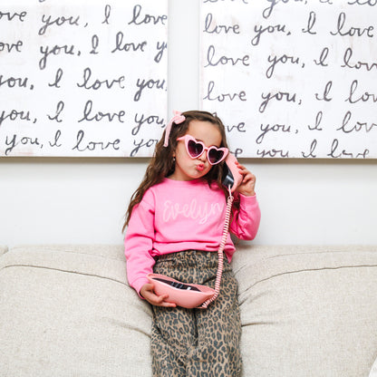 Girls Bubble Gum Pink Puff Fleece Sweatshirt