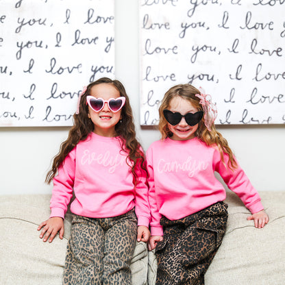 Girls Bubble Gum Pink Puff Fleece Sweatshirt