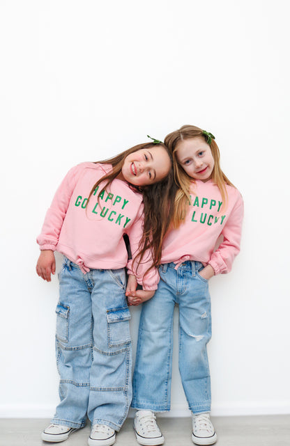 Happy Go Lucky Fleece Crewneck Sweatshirt