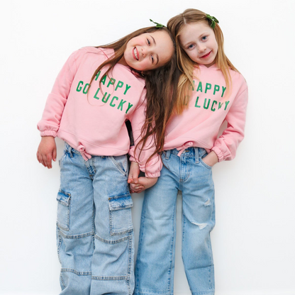 Happy Go Lucky Fleece Crewneck Sweatshirt