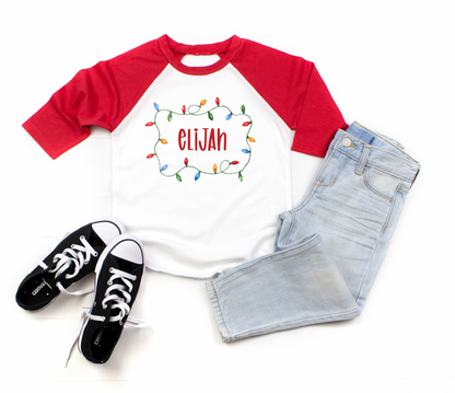 Christmas Lights Name Ruffle Tee