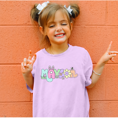Retro Easter Alpha Name Tee