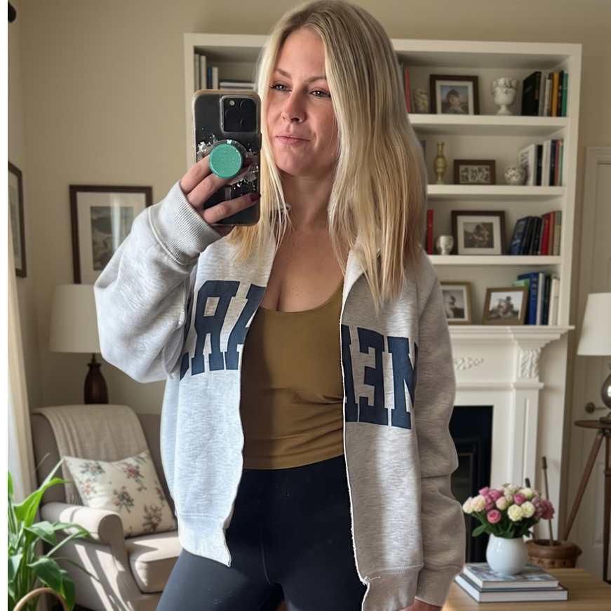 Custom Mock Neck Sweatshirt Cardigan