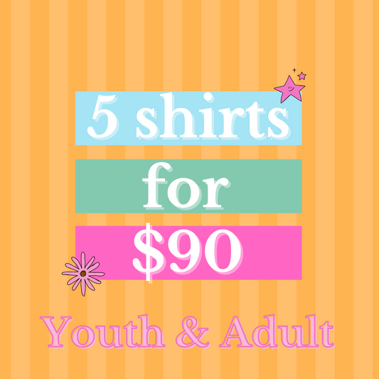 5 for $90 spirit shirt bundle - 20+ designs!