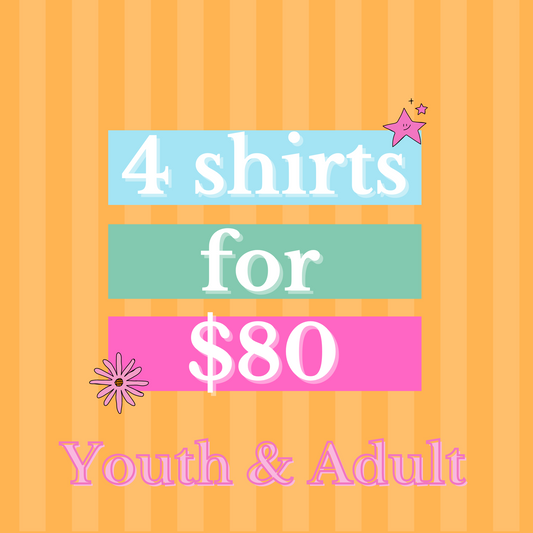 4 for $80 spirit shirt bundle - 20+ designs!