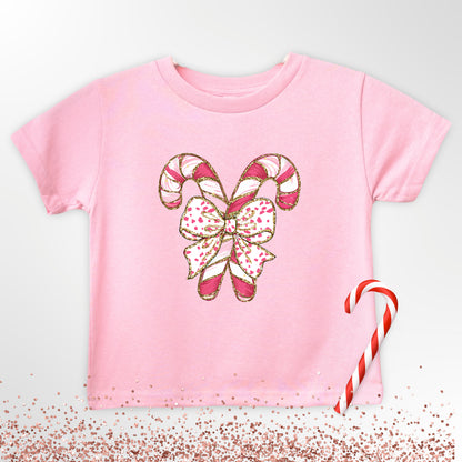 Girl's Personalized Candy Cane Graphic Tee