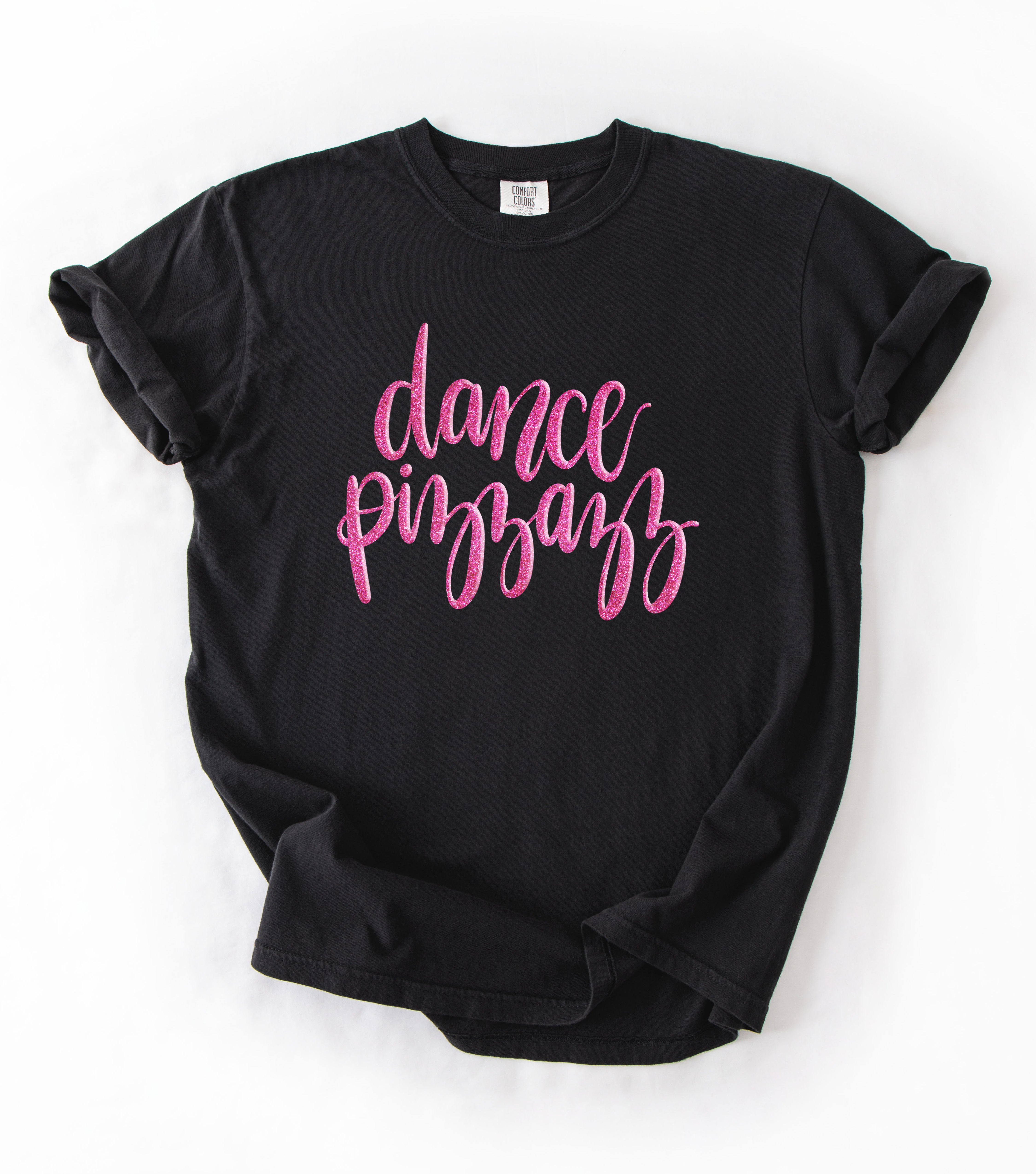 Dance Pizzazz Puff Glitter - Black Comfort Colors - Youth & Adult