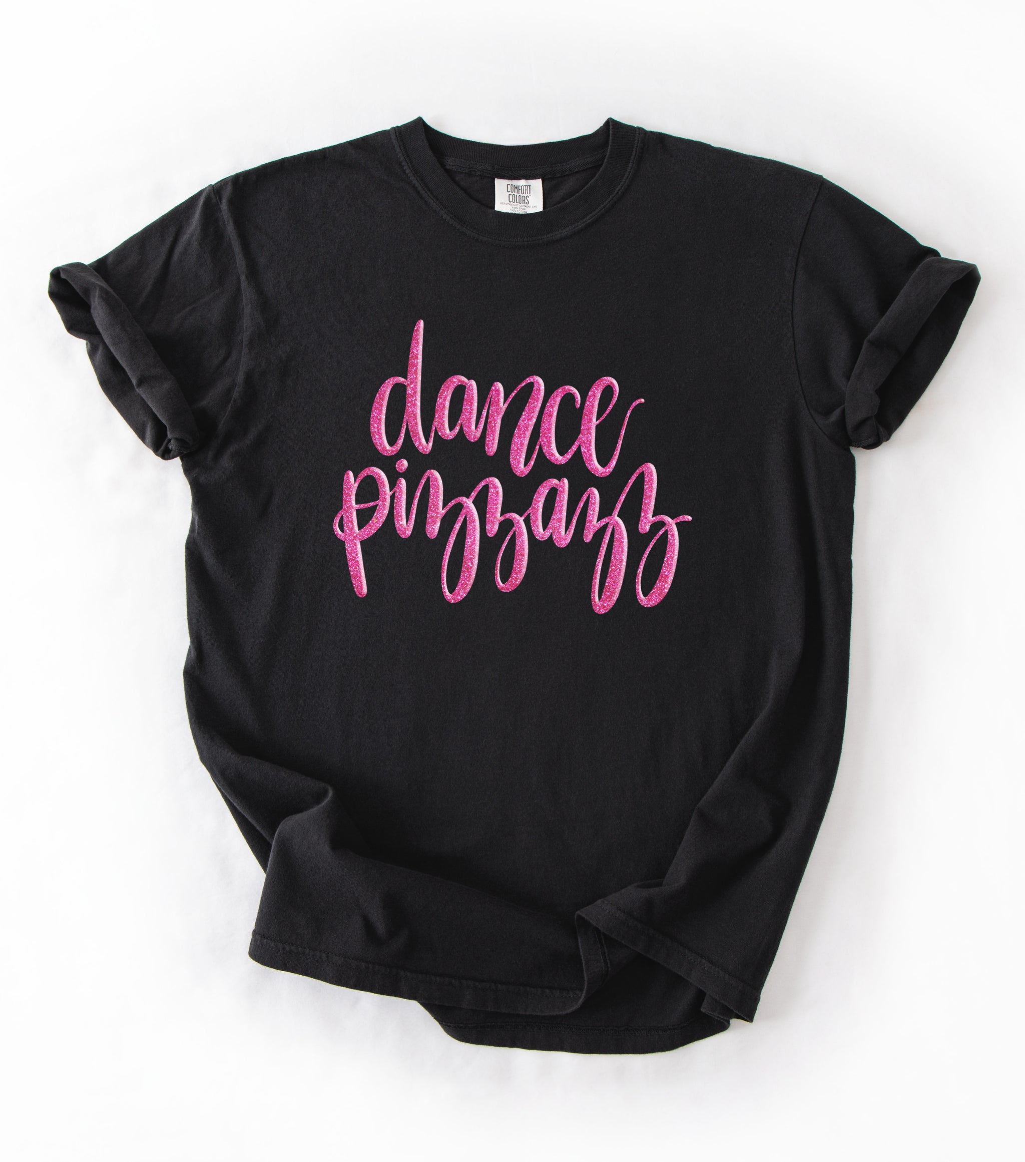 Dance Pizzazz Puff Glitter - Black Comfort Colors - Youth & Adult