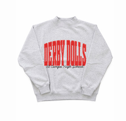 Derby Dolls Polka Dot Mock Neck, Sweatshirt or Tshirt