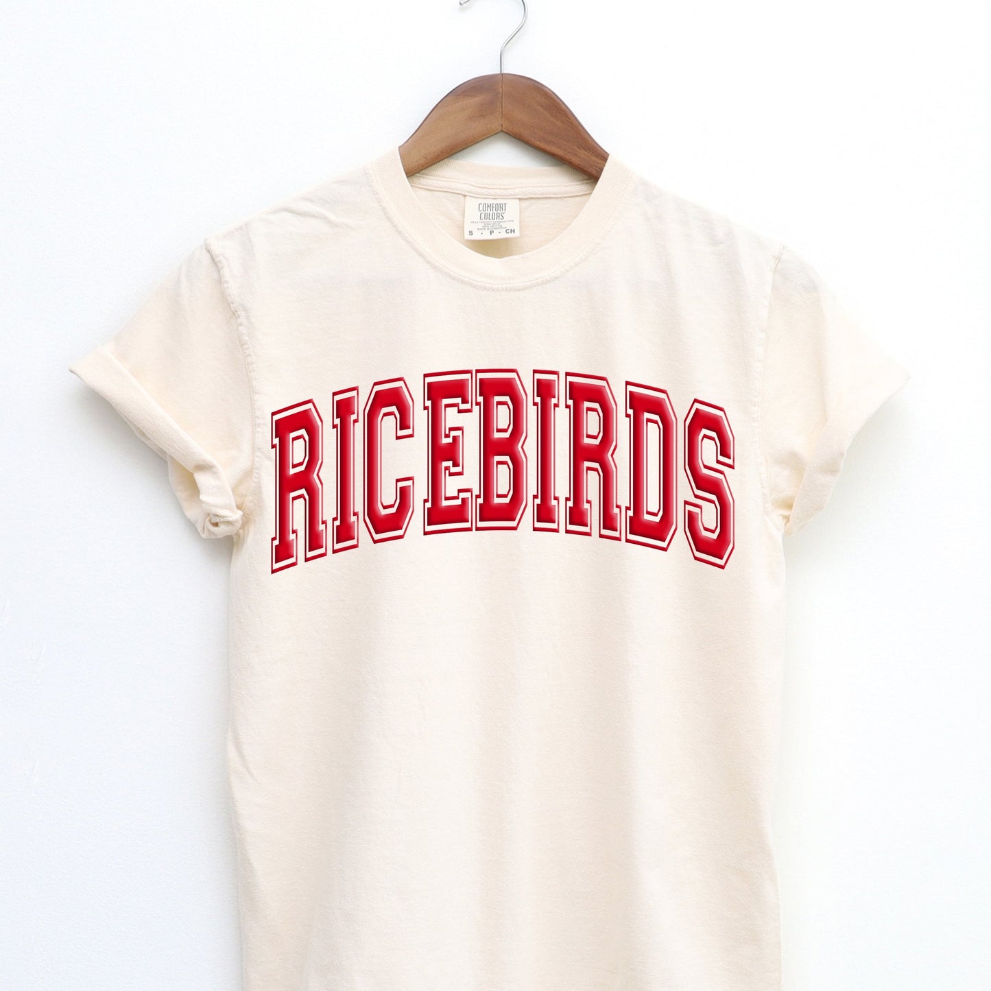 Ivory Ricebirds Varsity Letter Puff Vinyl Tee