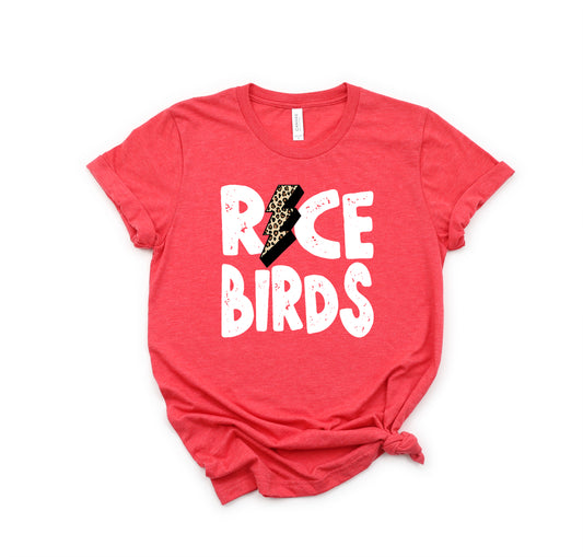 Kids Red Ricebird Leopard Bolt Tee