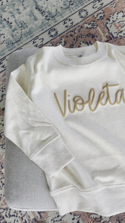 Beige puff pullover