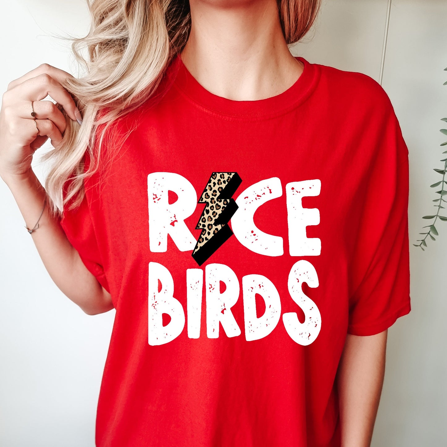 Red Ricebirds Leopard Bolt Tee