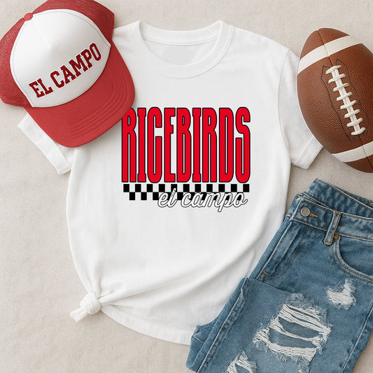 Ricebirds Checkered Tee | El Campo Spirit Shirt