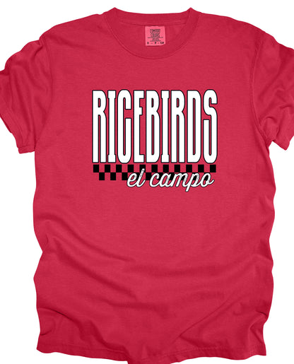 Ricebirds Checkered Tee | El Campo Spirit Shirt