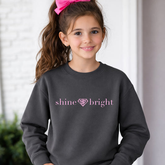 Shine Bright - Youth Charcoal Crewneck Sweatshirt - Front Print Only