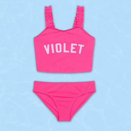 Personalized Girl's Pink Barbie Inspired Tankini Set