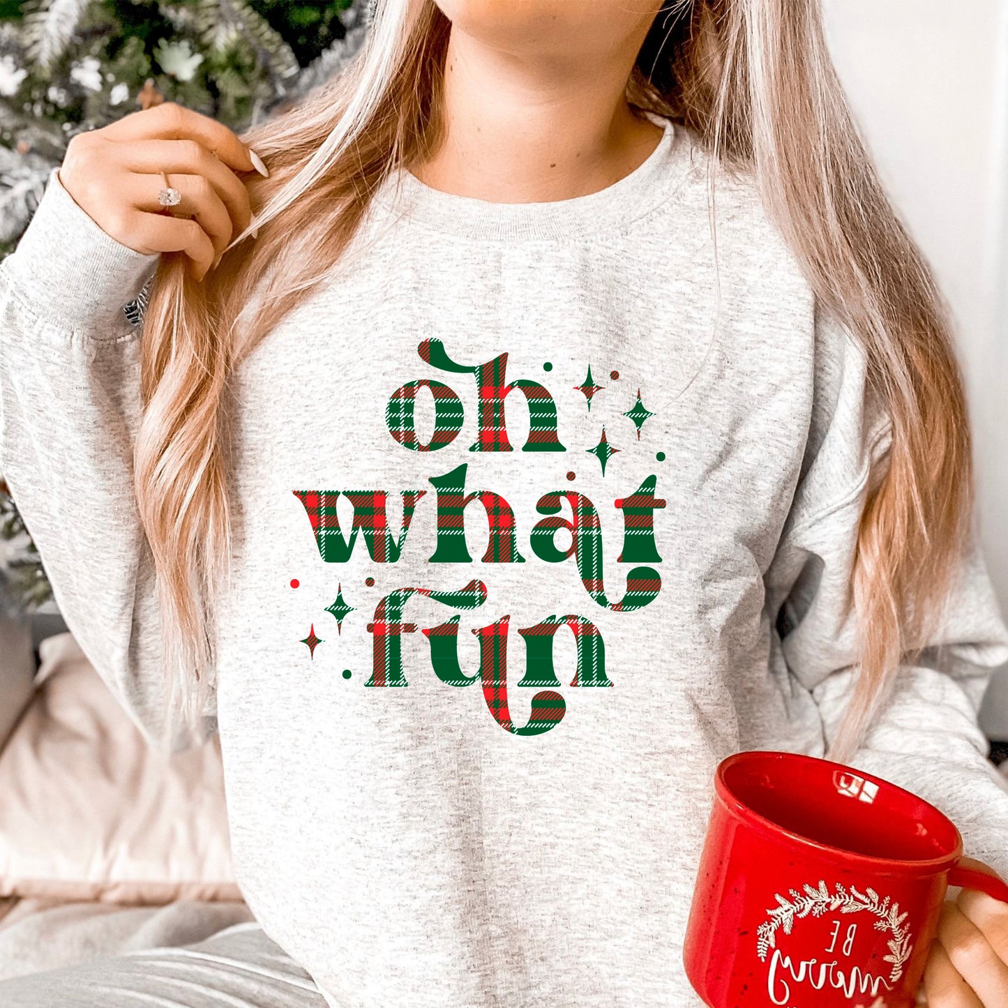 Oh What Fun Christmas Tartan Plaid Sweatshirt